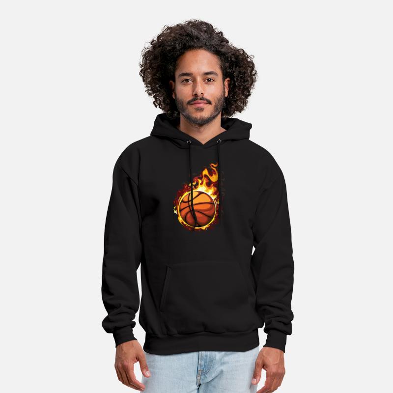 Hoody Basketball Crewneck Sweatshirt Fire Flaming for Men or Women 