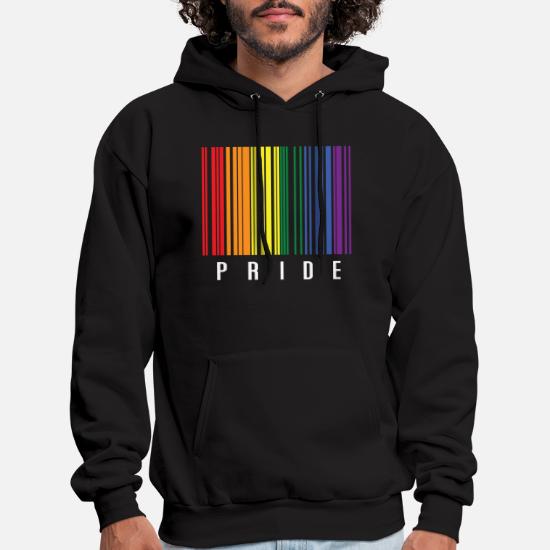 Mens Hoodies LGBT Pride Barcode Funny Pullover Hooded Print Sweatshirt Jackets 