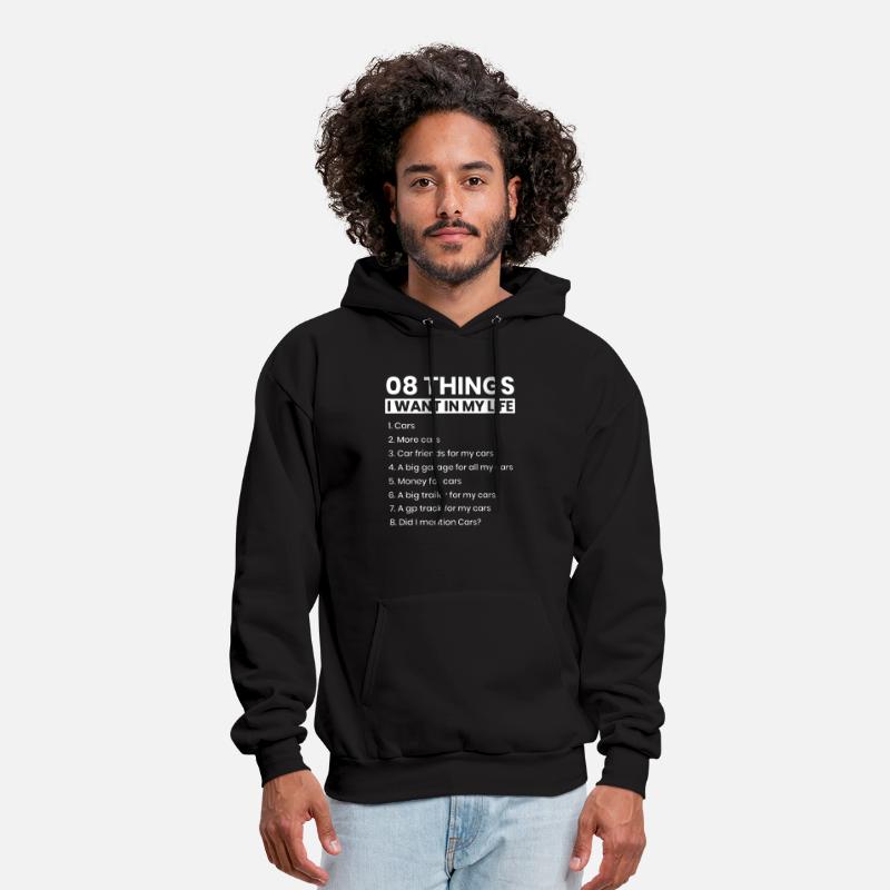 GIALY Fashion Hoodie Mens 10 Things I Want in My Life Cars More Cars Custom Hoodie 