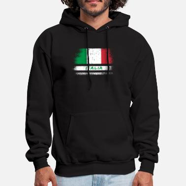 Men's Grunge Italy Flag Camo/Black Raglan Hoodie Italian Pride Italiano Italia 