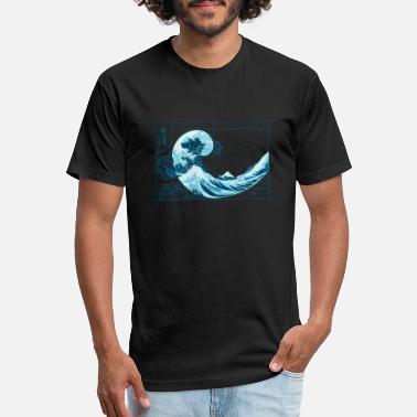 Hokusai Meets Fibonacci, Blue - Unisex Poly Cotton T-Shirt