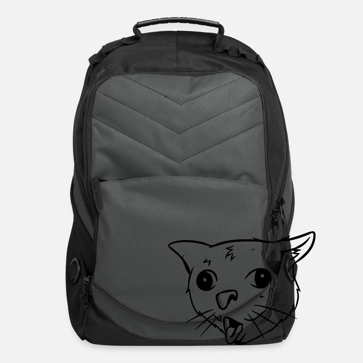 coughing cat meme funny ugly cat meme shirt computer backpack charcoal