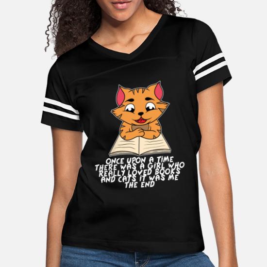 Kawaii Cat Books Gift Womens T-Shirt
