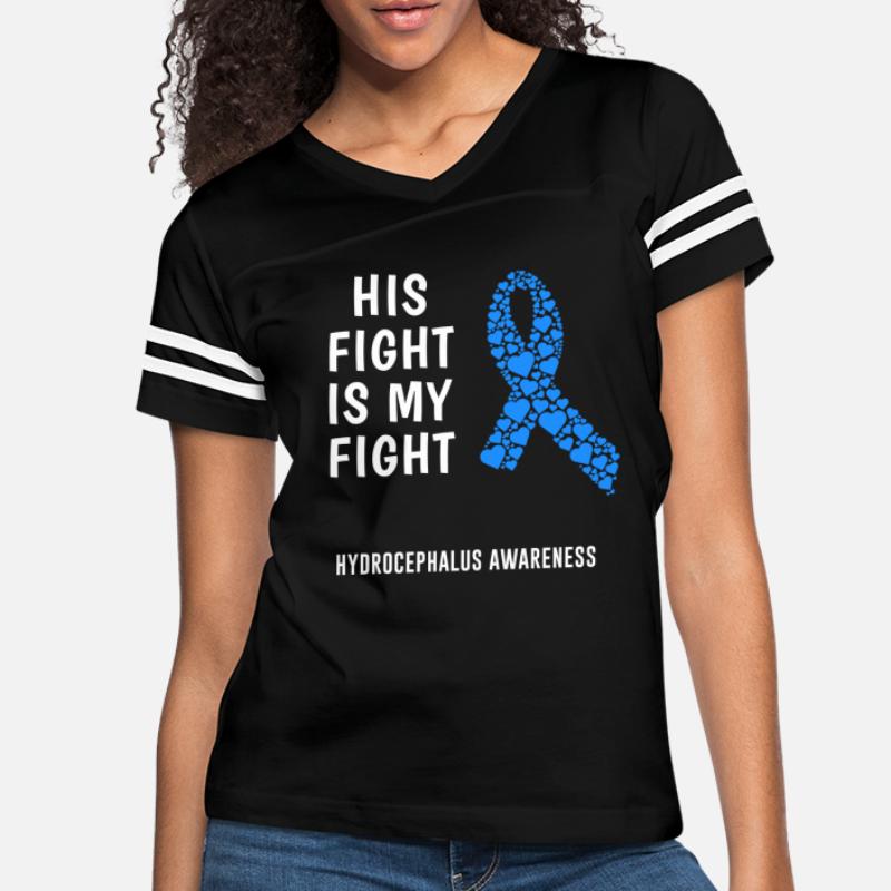 His Fight Is My Fight T-Shirt His Fight My Fight Light Blue Ribbon Hydro Awareness Hydrocephalus Ribbon Brain Shunt