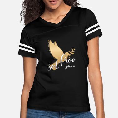 Set Christian Design Set Free With Flying Gold Dove. - Women&#39;s Vintage Sport T-Shirt