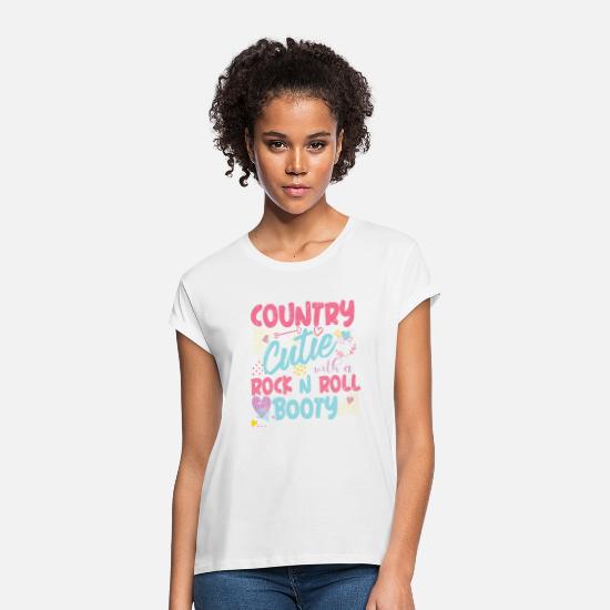 Country Cutie with Rock N Roll Booty Mens Crew Neck Raglan 3/4 Sleeve Baseball T Shirts 