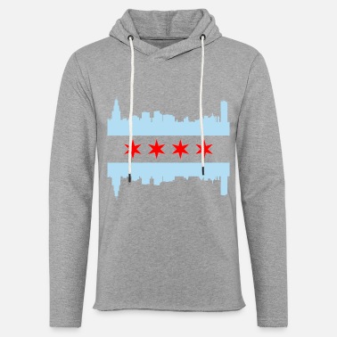 JHDKDGH-N Chicago Flag with Buildings Skyline Back Print Long Sleeve Hoodie for Men