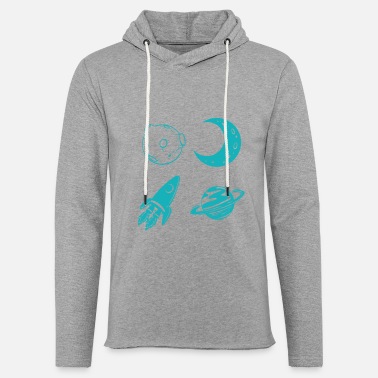 planet with moon spaceship - Unisex Lightweight Terry Hoodie