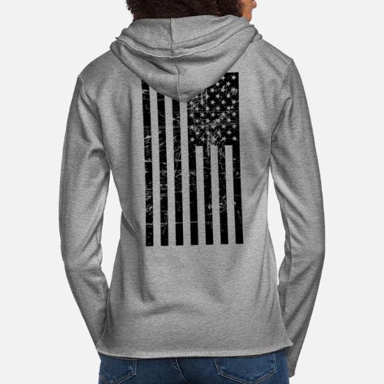 United States Unisex Hoodie Sweatshirt Distressed Black USA Flag 