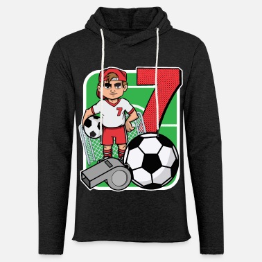 Soccer Player 7th Birthday Party 7 Years Old Boys - Unisex Lightweight Terry Hoodie