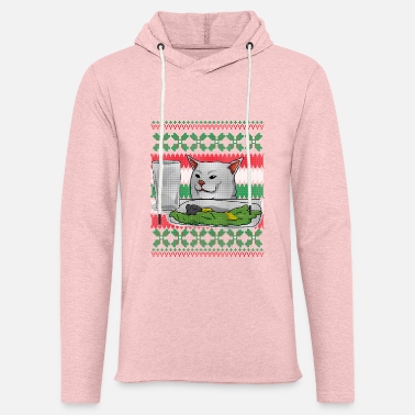 Meme Cat Meme Ugly Christmas Sweater - Unisex Lightweight Terry Hoodie