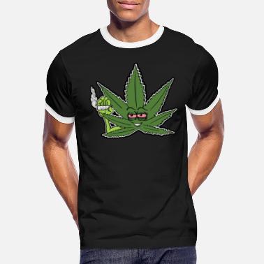 Ganja Stoned Cannabis Leaf Weed Marihuana Ganja Gift - Men&#39;s Ringer T-Shirt
