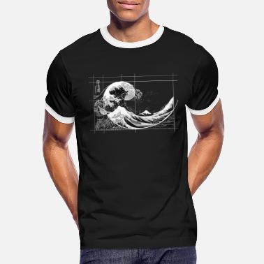 Hokusai Meets Fibonacci, Black and White - Men&#39;s Ringer T-Shirt
