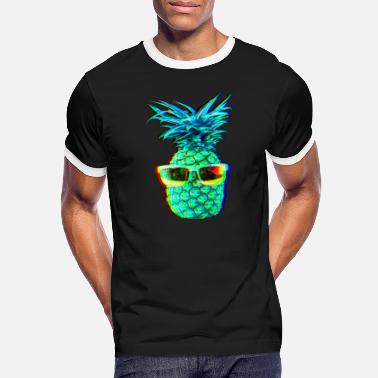 Neon EDM Pineapple EDM Trippy Neon Rave T Shirt - Men&#39;s Ringer T-Shirt