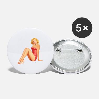 Girl Blonde Pinup Calendar Girl Model - Large Buttons