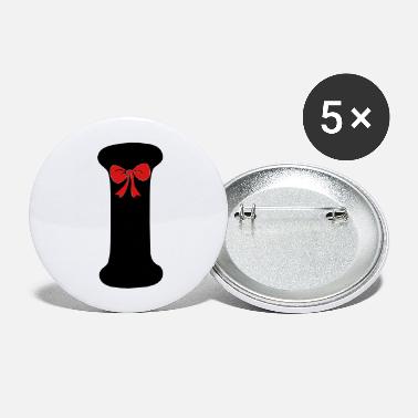 Vector Death Awareness Black Ribbons Bow Ties No ❤✔Alphabet I with a Red Ribbon✔❤ - Large Buttons