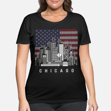 MSKKLA Chicago City Flag Strapped T-Shirt Mens Comfortable Short Sleeve T-Shirts T Shirt Plus Size