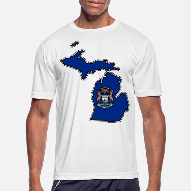 Shop State Of Michigan Map T-Shirts online | Spreadshirt
