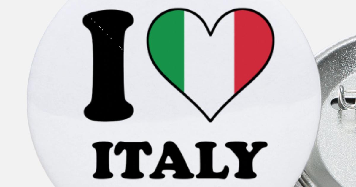'I Love Italy Italian Flag Heart' Small Buttons Spreadshirt