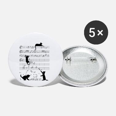 Cat Cute Cat Kitty Music Clef Piano Musician Art - Small Buttons