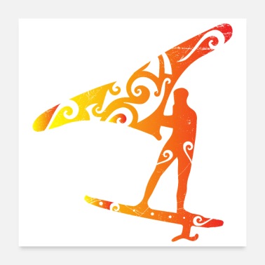 Polynesia Surfer Wingfoiling Man Polynesia Tribal Tattoo - Poster