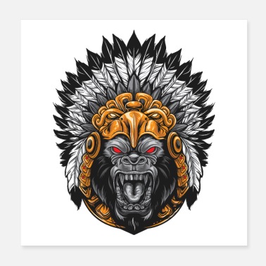 Dangerous Gorilla Aztec Headdress - Poster
