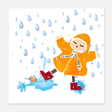Puddle Playing in Puddles - Poster