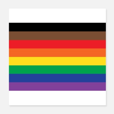 Rainbow Flag rainbow pride flag with black and brown - Poster