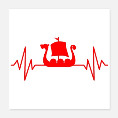 Copenhagen Heartbeat Viking Boat Scandinavian Gift Idea - Poster