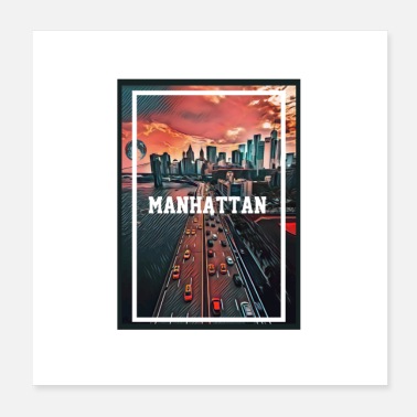 Manhattan The beautifull city of Manhattan at the sunset - Poster