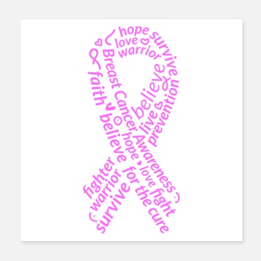 Breast Cancer Ribbon Breast Cancer Positive Words Ribbon - Poster