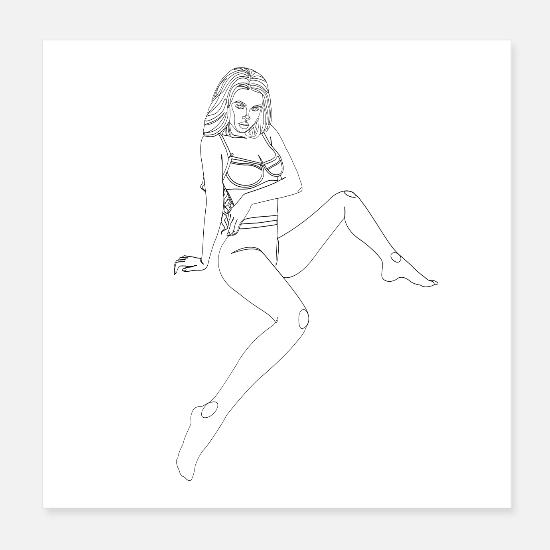 One Line Art Onelineart Digital Girl No 92 Poster Posters Spreadshirt