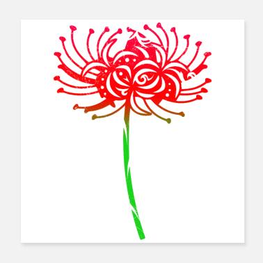Red Spider Lily Flower Tribal Tattoo Gift Idea Posters Spreadshirt