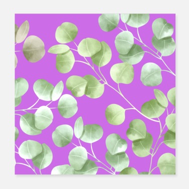 Colour Beautiful colourful green leaf pattern design. - Poster
