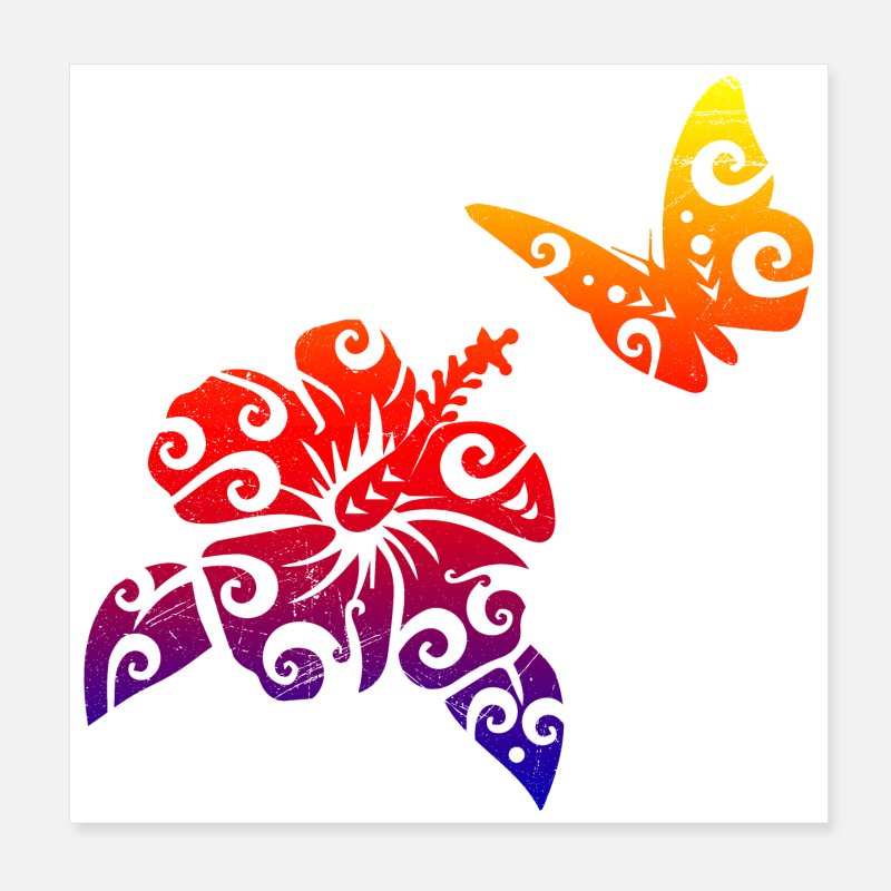 Maori Flower Butterfly Polynesian Tribal Tattoo' Poster | Spreadshirt
