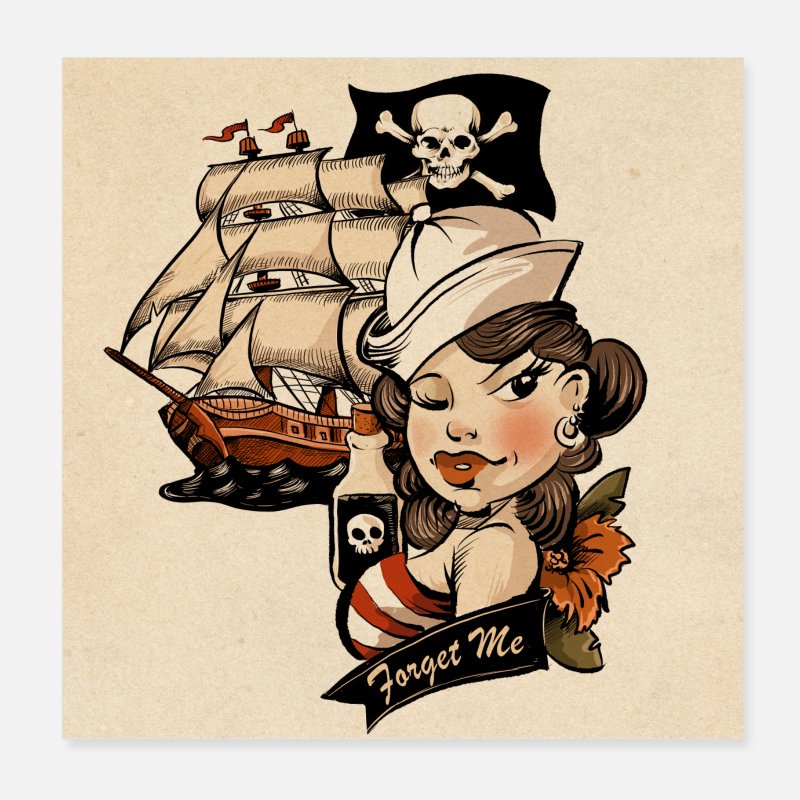 Pirate Tattoo Sailor Flash' Poster | Spreadshirt