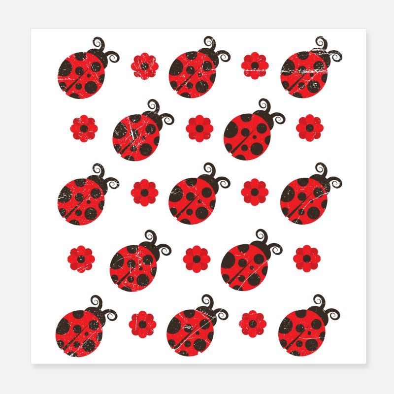 Cute Animals Ladybugs Pattern Good Luck Gift Idea' Poster | Spreadshirt