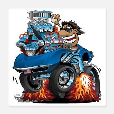 Muscle Car Classic &#39;69 American Sports Car Cartoon - Poster