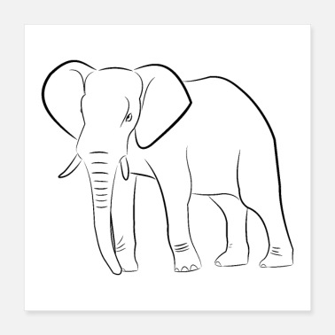 Tusk Elephant outline black - Poster