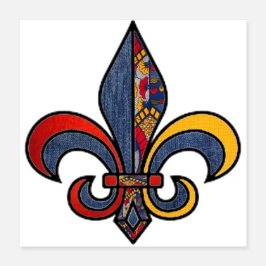 African Red &amp; Yellow African Print Fleur D Lis - Poster