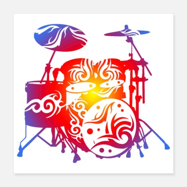 Drumsticks Tribal Tattoo Drums Drum Kit Drummer Gift Idea - Poster