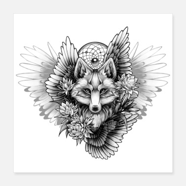 Jacob Abstract wolf fox - Poster
