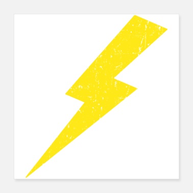 Bolt Lightning Bolt Yellow Retro Vintage Distressedmast - Poster