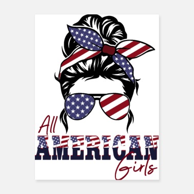Eagle american girl, flag - Poster
