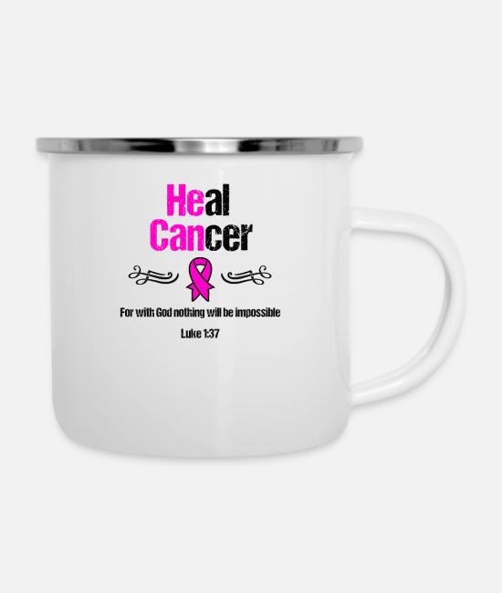 Breast Cancer Faith Fight Bible Verse Ribbon Pink Enamel Mug Spreadshirt