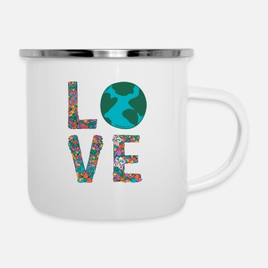 Climate Change earth love words vintage ornament - Enamel Mug