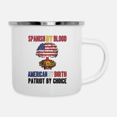 Spanish Half Spanish Half American Flag Spain USA - Enamel Mug