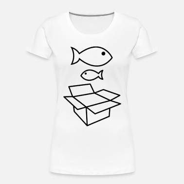 Big Fish Little Fish Cardboard Bo Funny Novelty Tops T-Shirt Womens tee TShirt 