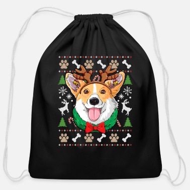 Drawstring Backpack Corgis Dogs Christmas Shoulder Bags 