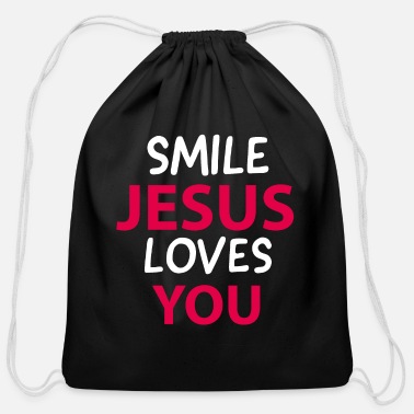 Smile Jesus Loves You - Cotton Drawstring Bag